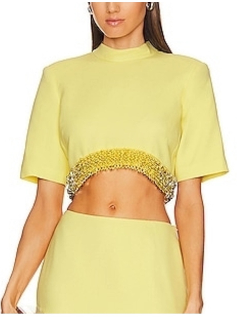 Jonathan Simkhai Lemon Yellow Embellished Cropped Top